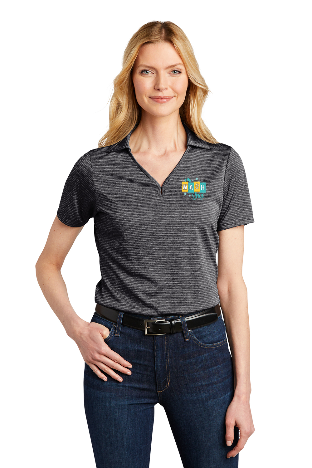 Women's Shadow Stripe Polo - The Wash Shop