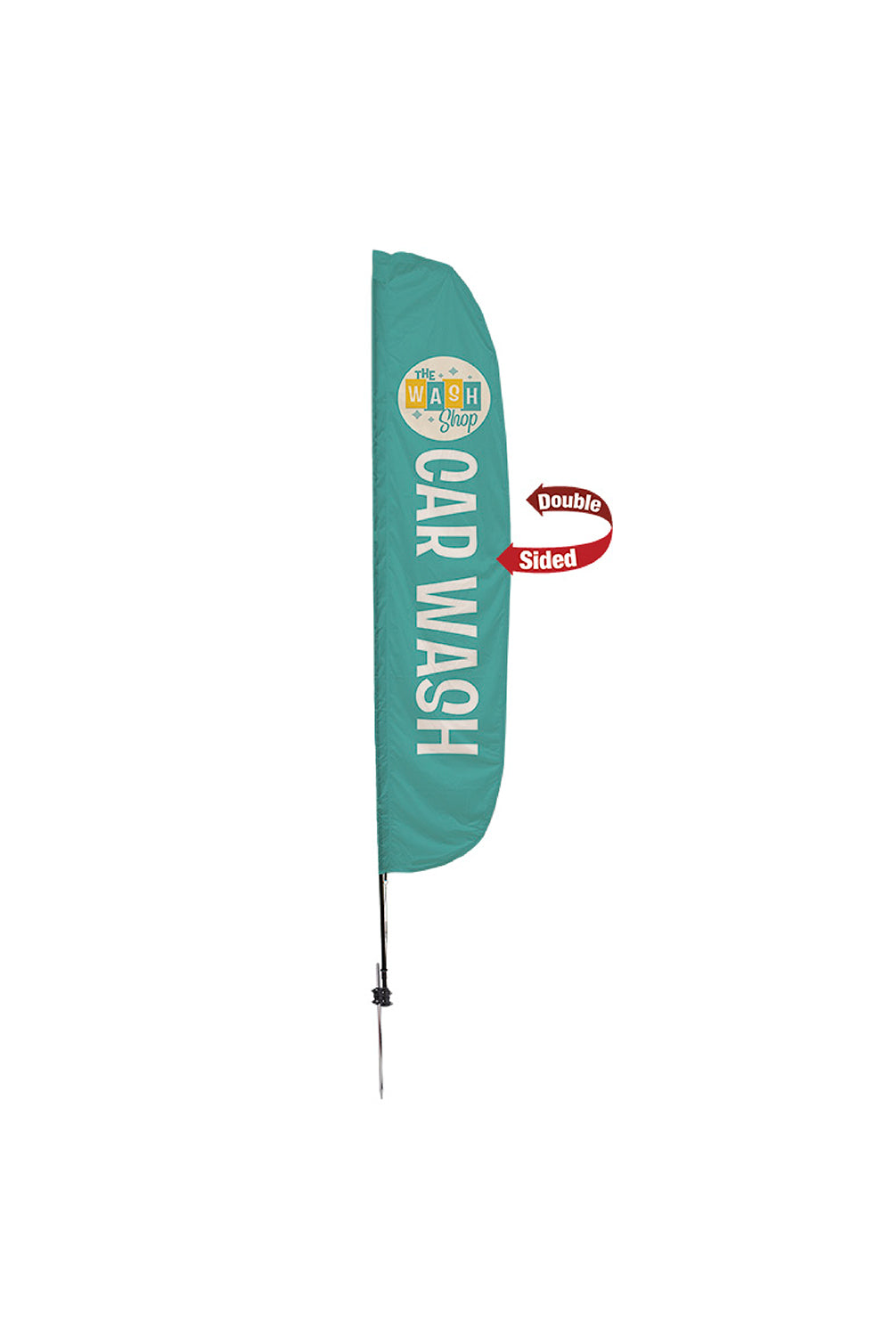 15' Flutter Flag Kit Double-Sided with Ground Spike Anchor - The Wash Shop