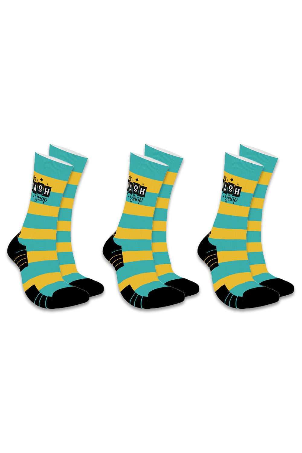 3-Pair Bundle Athletic High Performance Sports Crew Socks- The Wash Shop