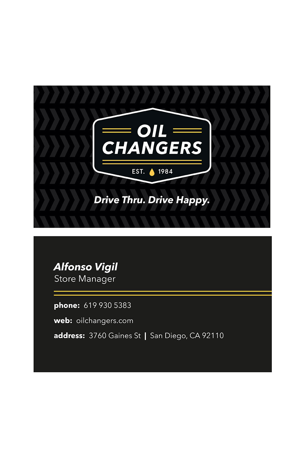 Store Manager Personalized Business Cards – Oil Changers